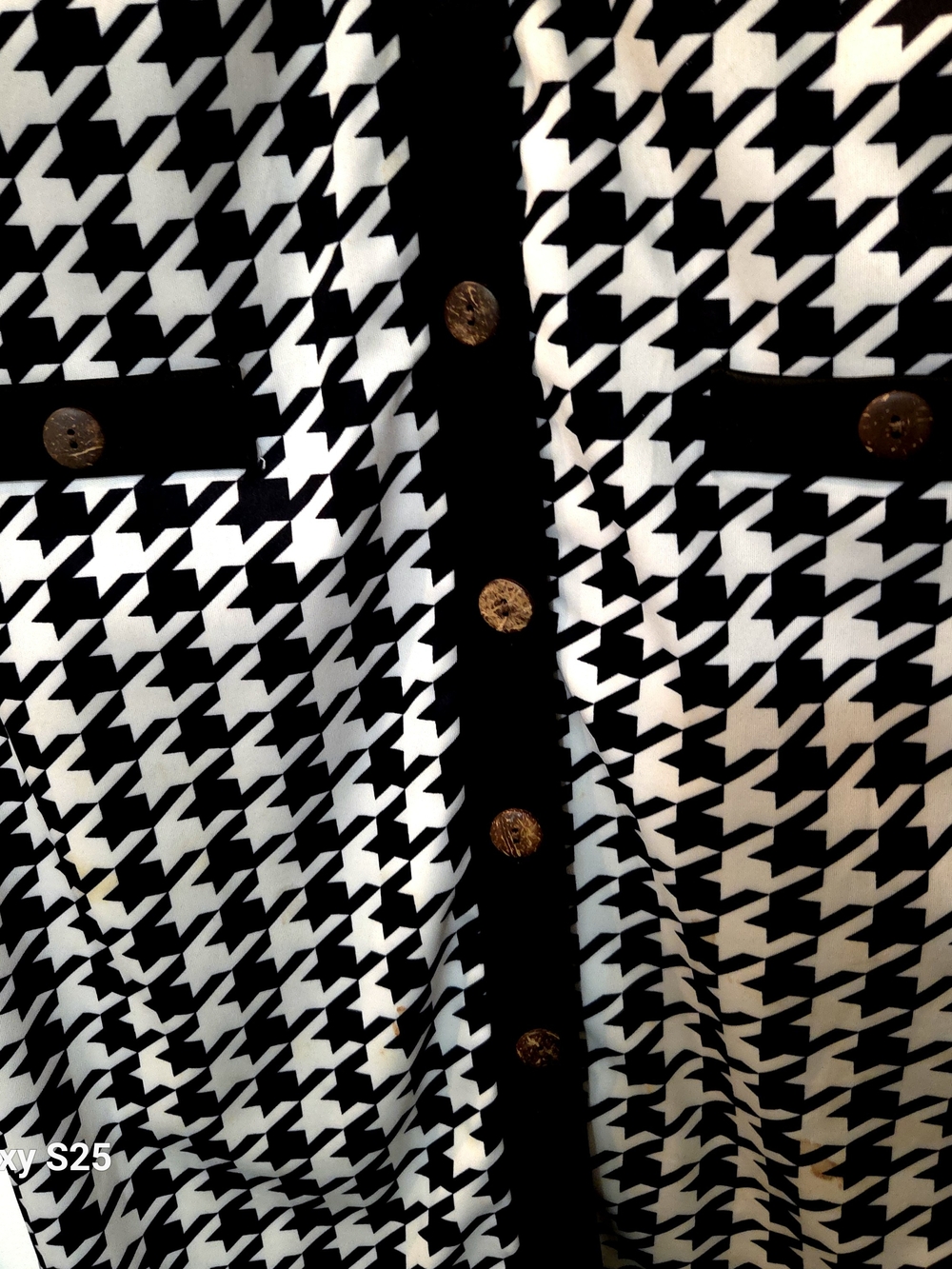 Chic Black & White Houndstooth Midi Dress Size XL (Fits like 12-14) Long Sleeve - Picture 4 of 9
